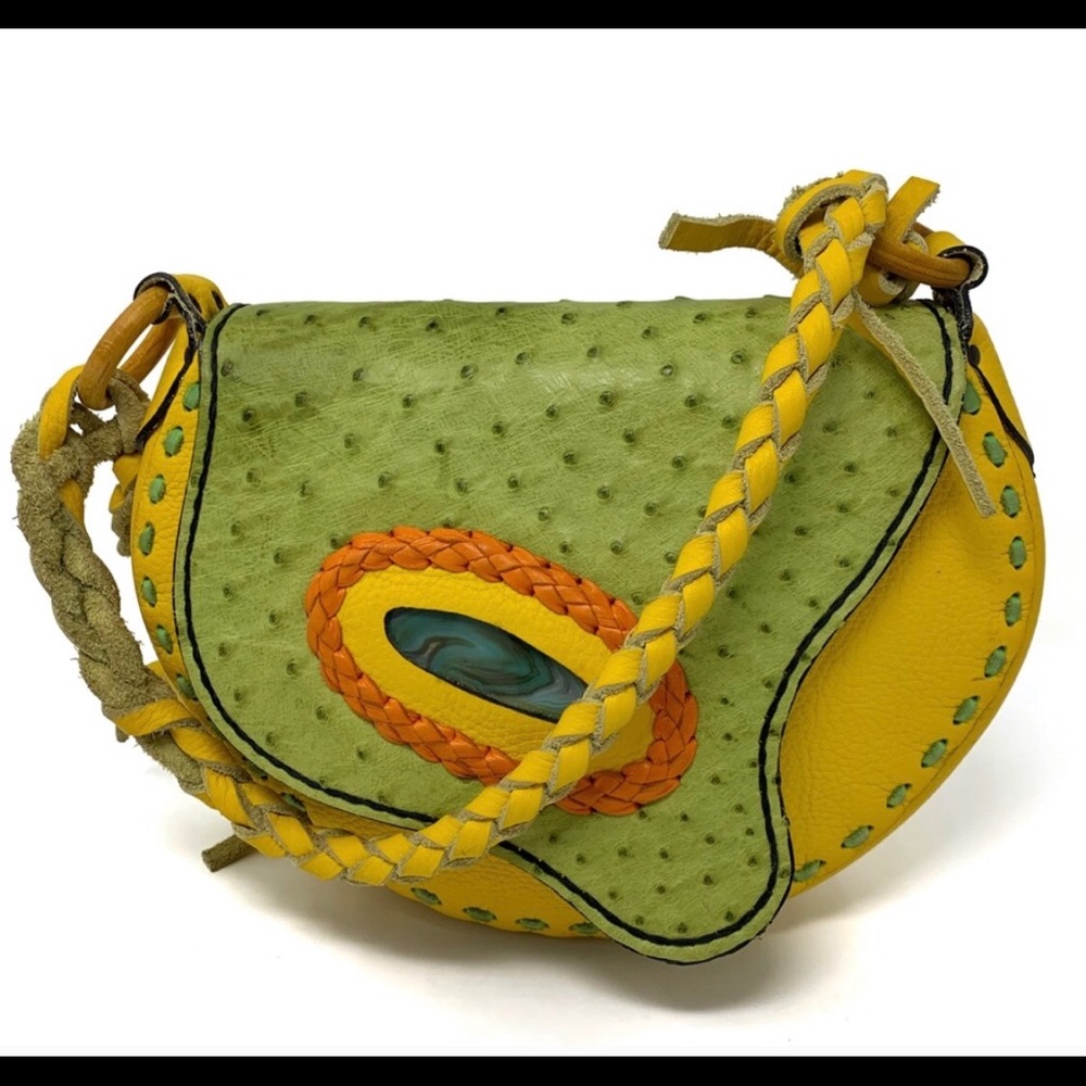 Vintage Maia French Abstract Leather Shoulder Bag